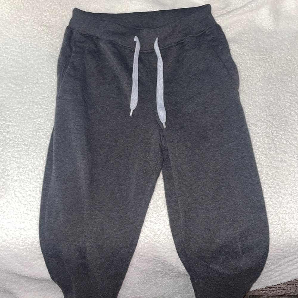 3 pairs of generic brand joggers, grey, blue, and navy (all sold together)